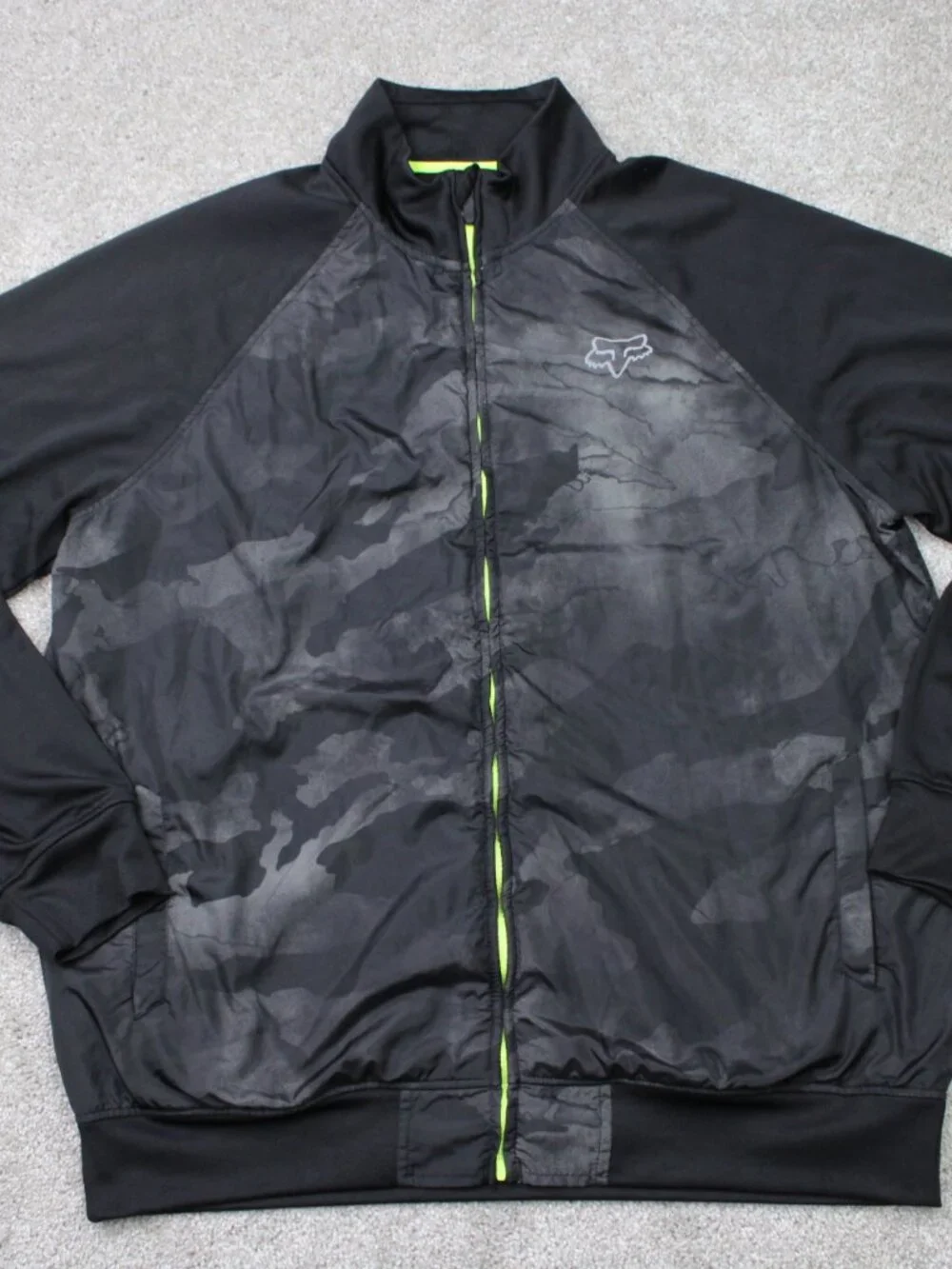 Fox Racing Jacket Mens XL Black Full Zip Track Lightweight Windbreaker Coat